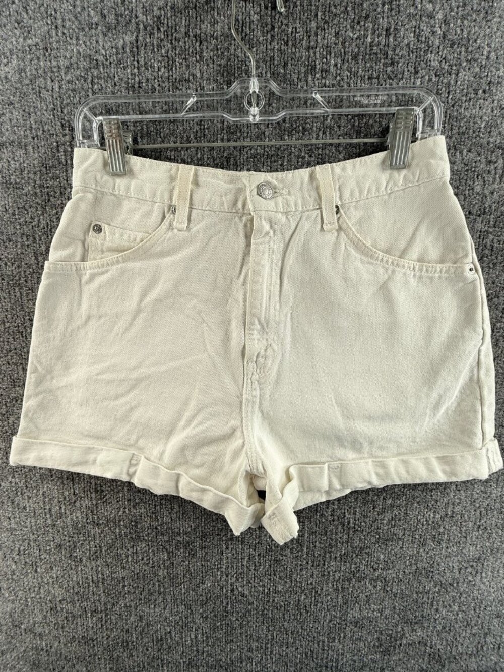 VTG Levis Orange Tab 954 Shorts Size 11 White Jort Women USA Cuffed ACTL 28x2